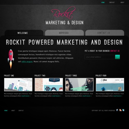 One page website with the title 'Website design for Rockit Marketing'