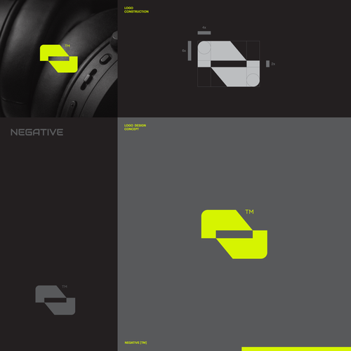 Headphone logo with the title '[-] negative, Headphone Brand'