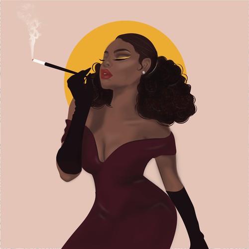 Custom illustration with the title 'Hollywood Glam Woman Illustration'