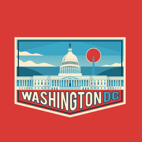 Travel illustration with the title 'Washington DC sticker'