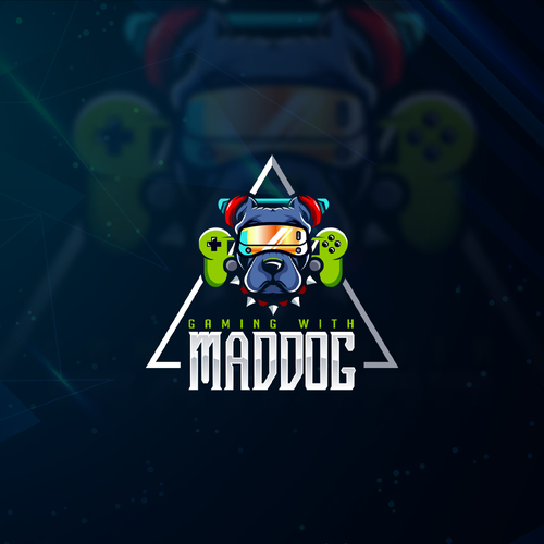 VR logo with the title 'Gaming with Mad Dog - Winning Project'