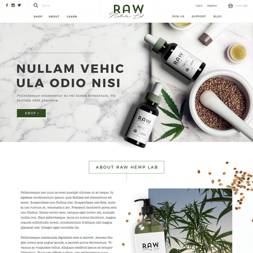 Health website with the title 'Hemp Health Products Homepage'
