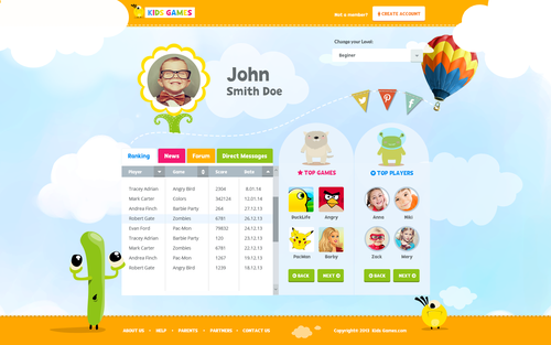Online store website with the title 'Create the best site for Kids in the world!'