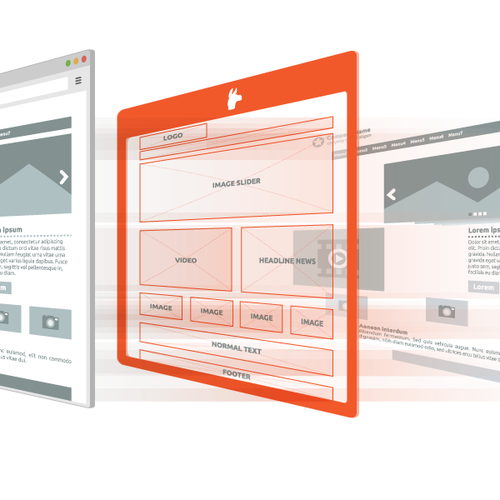 Clean artwork with the title 'DejligLama an illustration showing the elements of a website'