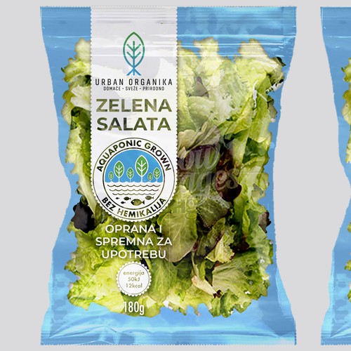 Organic packaging with the title 'Urban Organika zelena salata'