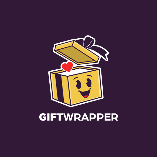 Present design with the title 'Gift mascot logo'