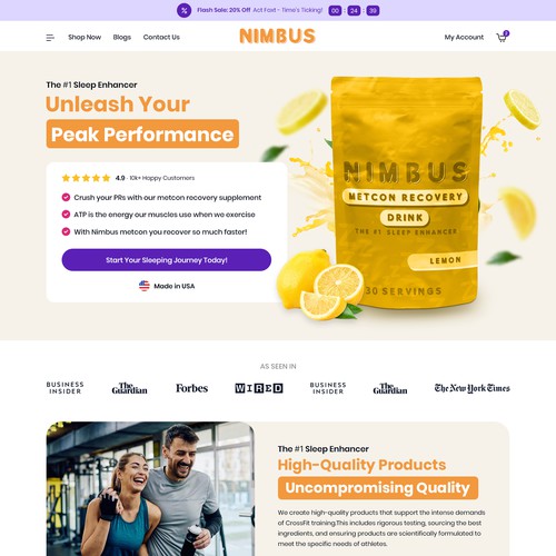 Supplement website with the title 'Nimbus Health Supplements'