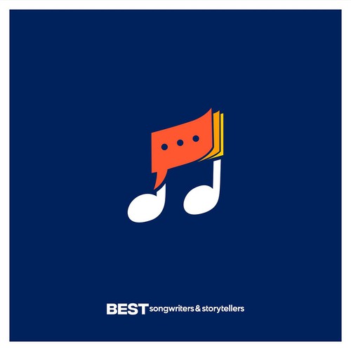 Note design with the title 'songwriter and storyteller'