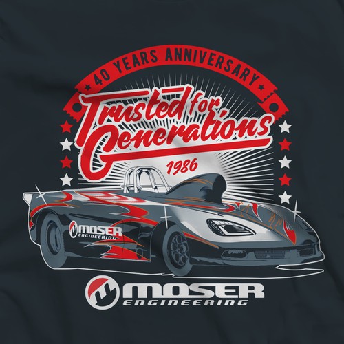 Racing t-shirt with the title 'Moser anniversary tees'