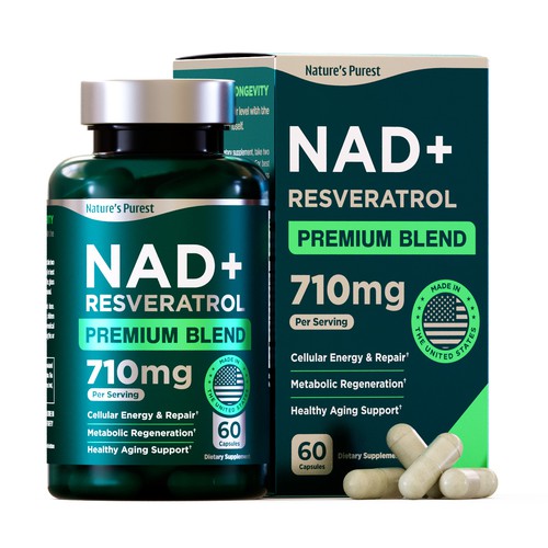 Supplement packaging with the title 'Packaging design for premium dietary supplement product'