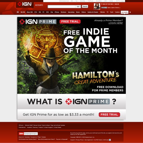 Screen design with the title 'IGN Prime Splash Screen'