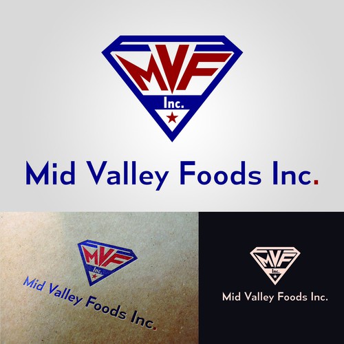 Objective design with the title 'Create a new logo for an established meat distribution business, Mid Valley Foods.'