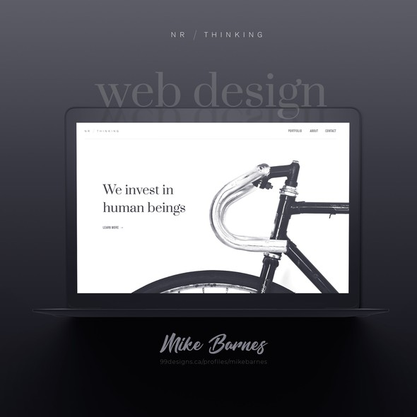 Black and white website with the title 'Minimalistic Design'