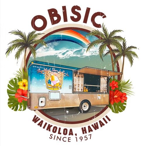 Hawaiian design with the title 'OBISIC vintage shirt design '
