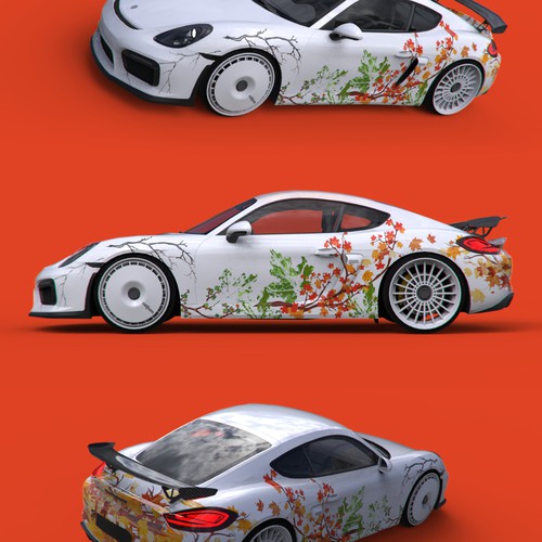 Porsche design with the title 'Car wrap - canadian seasons'