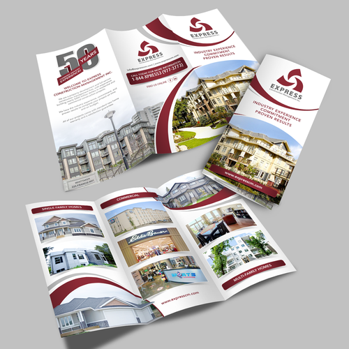 Tri-fold design with the title 'Express Construction Management'