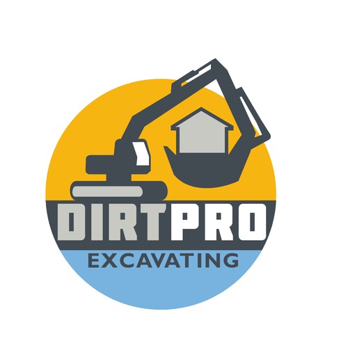 Earth mover logo with the title 'Dirt Pro Excavating'