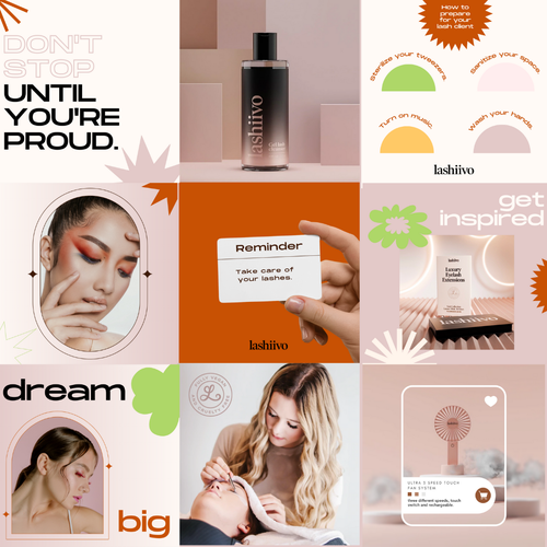 Modern retro design with the title 'Instagram Layout for an eyelash brand'