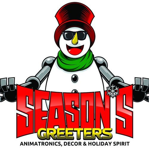 Robot logo with the title 'Season's Greeters Logo'