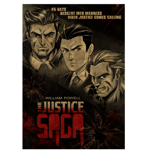 Vintage book cover with the title 'The Justice SAGA'