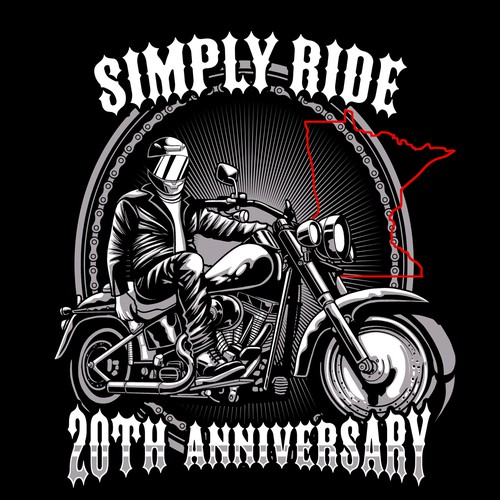 Motorcycle t-shirt with the title 'Simply RIDE'