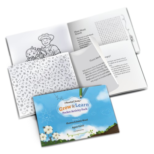 Coloring design with the title 'Booklet design for childrens'
