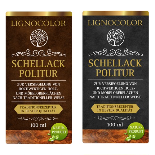 Golden design with the title 'Traditional Label Shellac Polish'