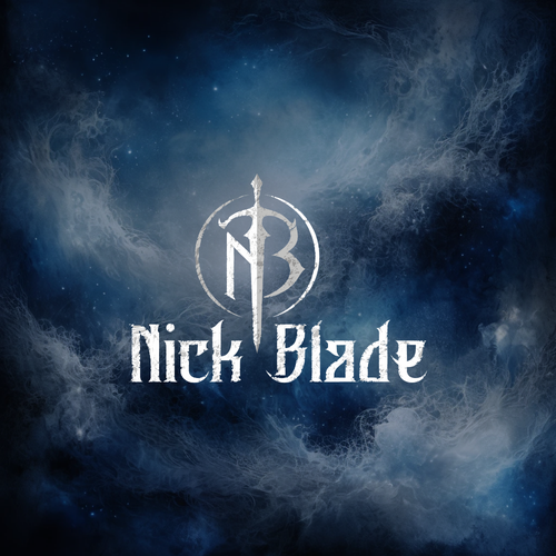 Blade design with the title 'Design a Legendary Logo for Epic Fantasy Author Nick Blade'