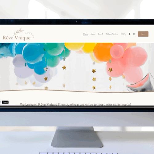 Entertainment website with the title 'Website In A Day with Rêve Vnique Events'