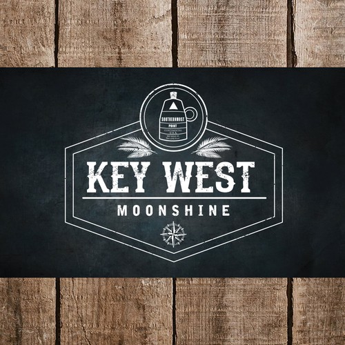 Bar and restaurant logo with the title 'Logo for New Mooshine Restaurant/Bar in Key West Florida'