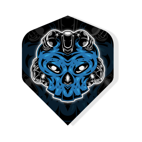 Futuristic artwork with the title 'futuristic mecha skull'