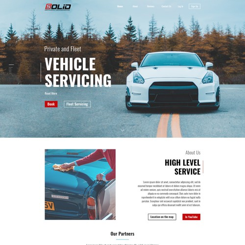 Automotive website with the title 'Vehicle Servicing'