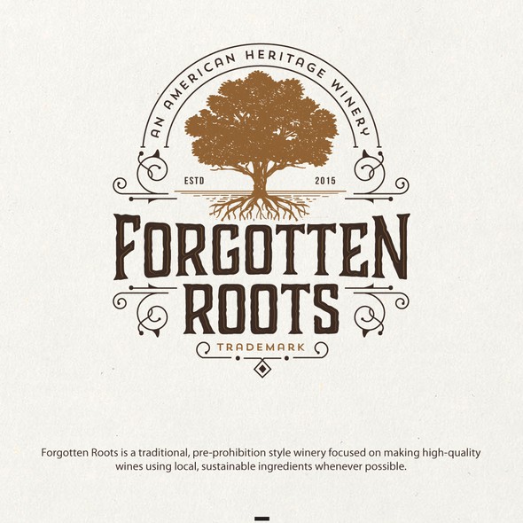 Brown design with the title 'logo for forgotten roots'