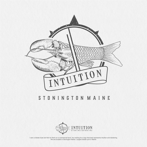 Lobster logo with the title 'Lobster Boat Logo Stonington Maine'
