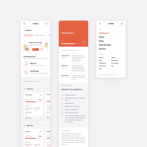 Vitamin design with the title 'Website App Redesign for Rootine'