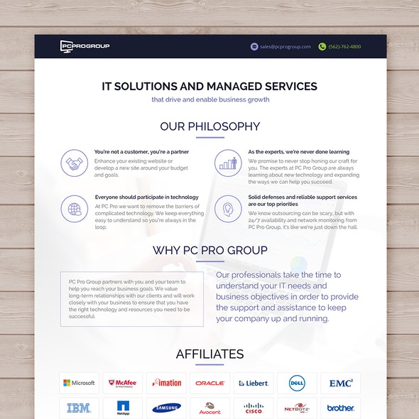 A4 design with the title 'IT Company - Creative line card template'