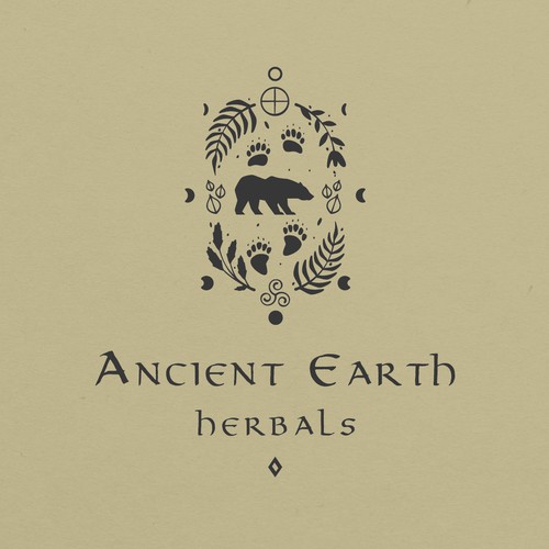 Mystical logo with the title 'Ancient Earth Herbals'