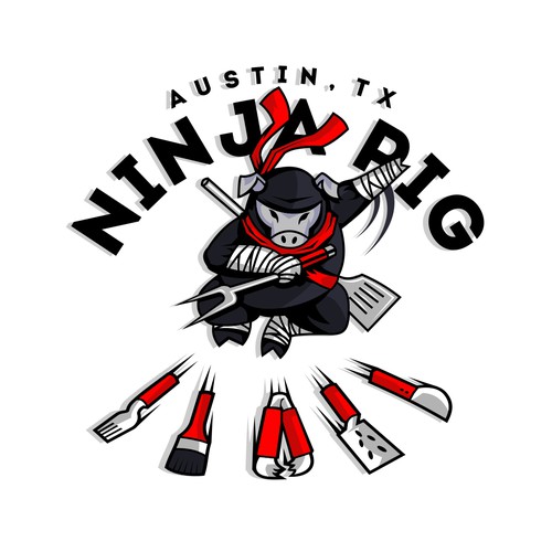 Parkour logo with the title 'Logo Concept for Ninja Pig Food Truck'