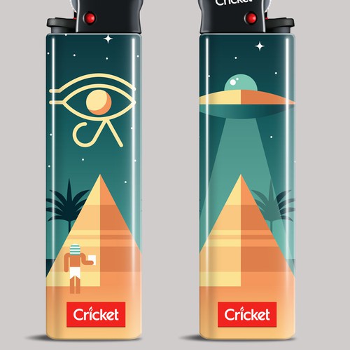 Retail illustration with the title 'Brand Illustration for Cricket Lighters'