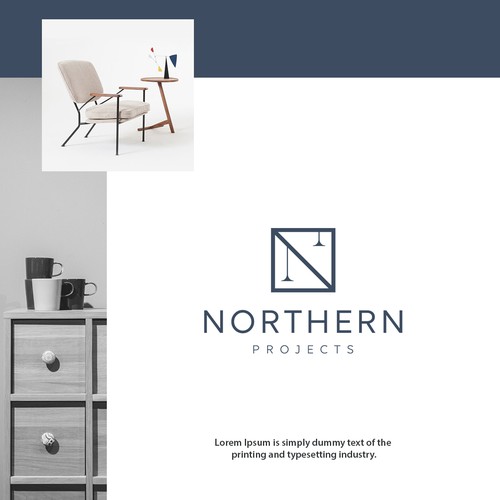 Interior design brand with the title 'N Letter Base Interior Architectural Company Logo '