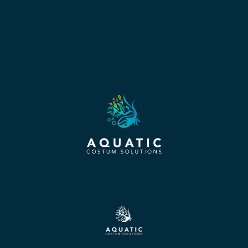 Aquarium design with the title 'aquatic costum solutions'