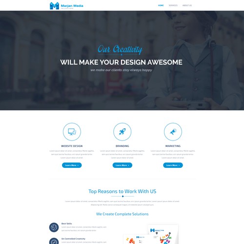Agency design with the title 'Marjan Media'