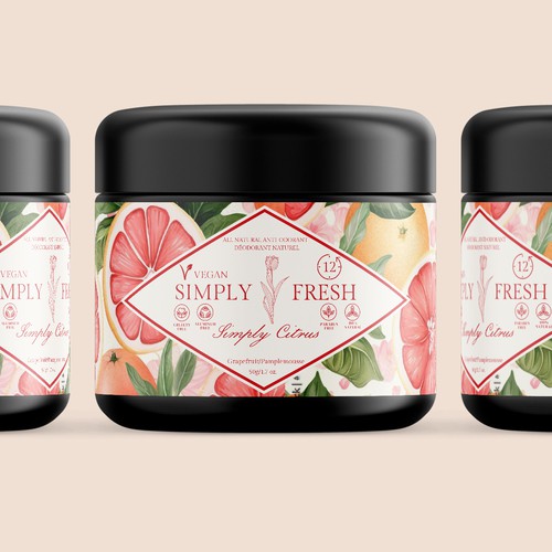 Art packaging with the title 'atural Deodorant with a bit of a rebellious touch'