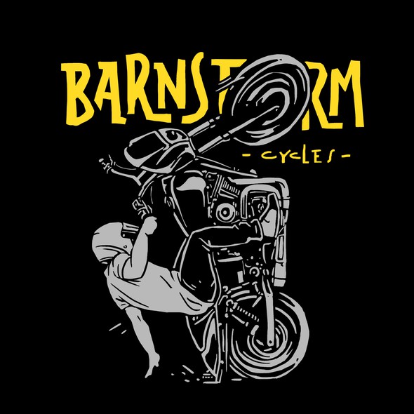 Rustic t-shirt with the title 'BARNSTORM CYCLES'