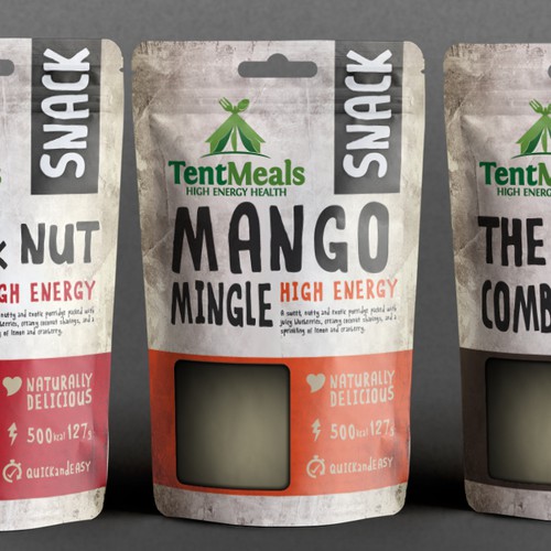 Pouch packaging with the title 'Meal. Snack, Breakfast...'