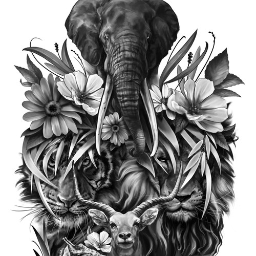 Tiger design with the title 'tatuaje animales 2'