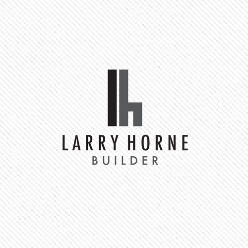 Black and white music logo with the title 'Larry Horne Builder needs a modern minimalist logo.'