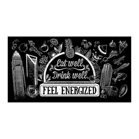 Chalkboard design with the title 'Energy cafe'