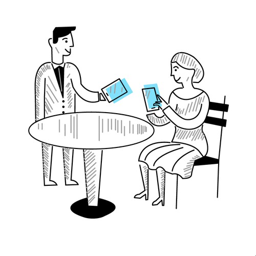 Restaurant artwork with the title 'Simple ilustration'