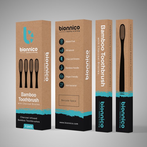 Toothbrush design with the title 'Packaging design for Bionnico'